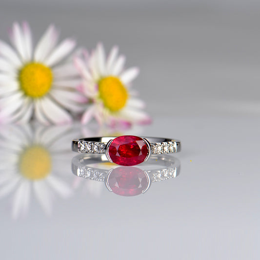 contemporary ruby ring made in platinum for a 40th wedding anniversary