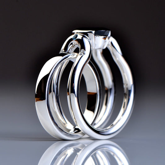 A sapphire engagement ring and wedding ring set. - Christine Sadler Unforgettable Jewellery