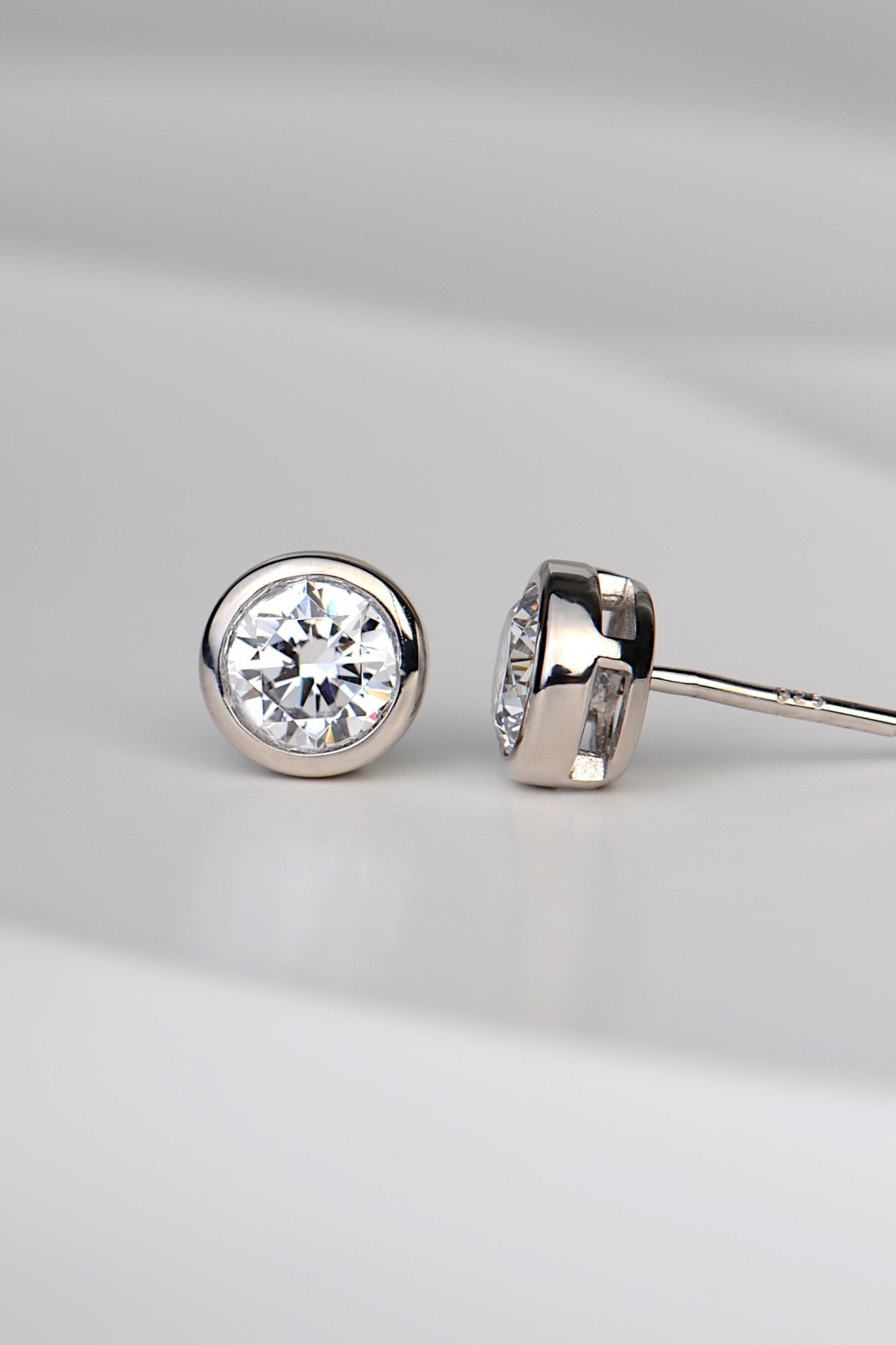 Silver Lab Grown CZ Stud Earrings 8mm - Earrings The Best Lab Grown Jewellery Designs