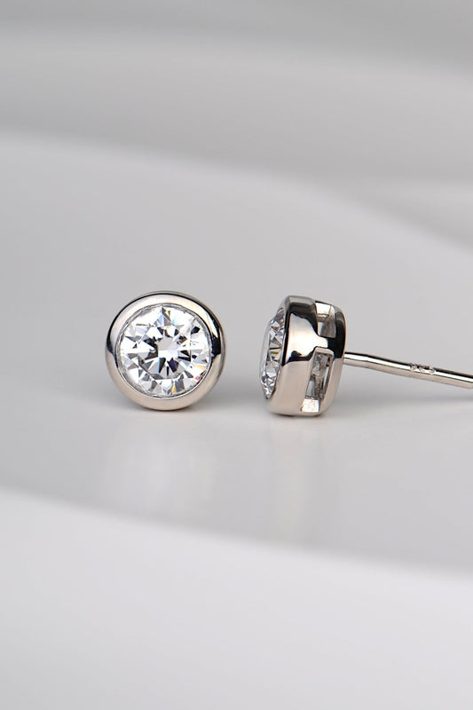 Silver Lab Grown CZ Stud Earrings 8mm - Earrings The Best Lab Grown Jewellery Designs