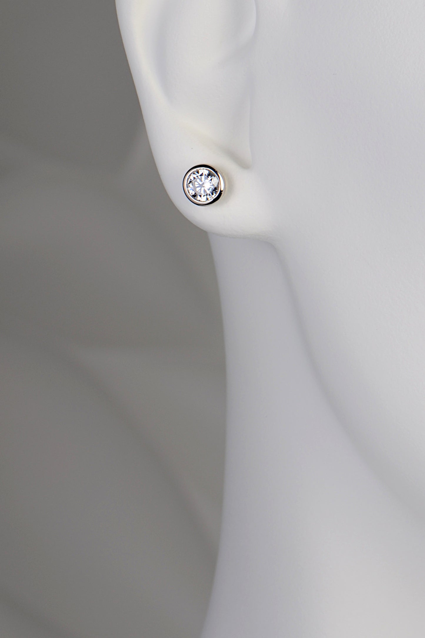 Silver Lab Grown CZ Stud Earrings 8mm - Earrings The Best Lab Grown Jewellery Designs