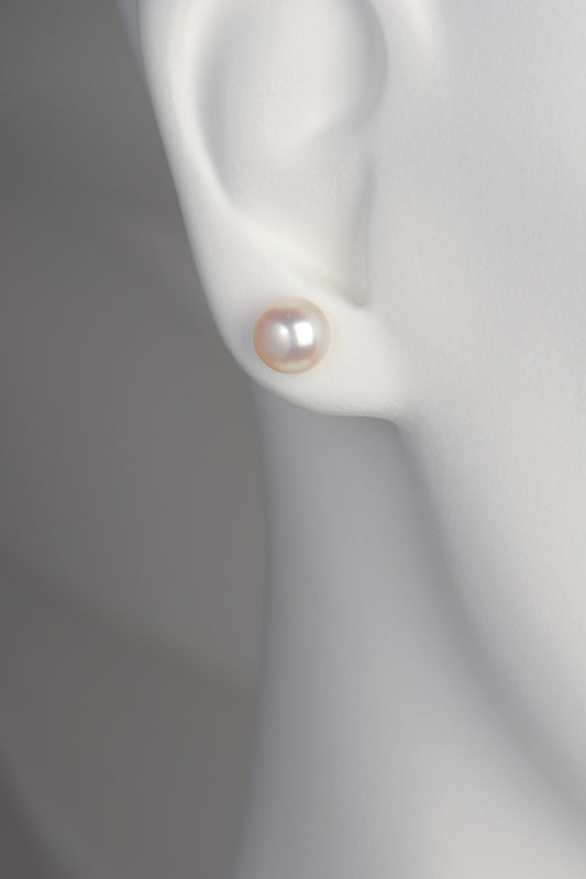 Cultured White Pearl Earrings With Sterling Silver Posts & Butterflies