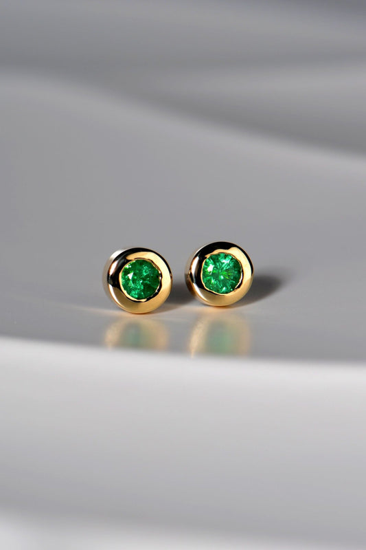Emerald gold earrings - Earrings Christine Sadler