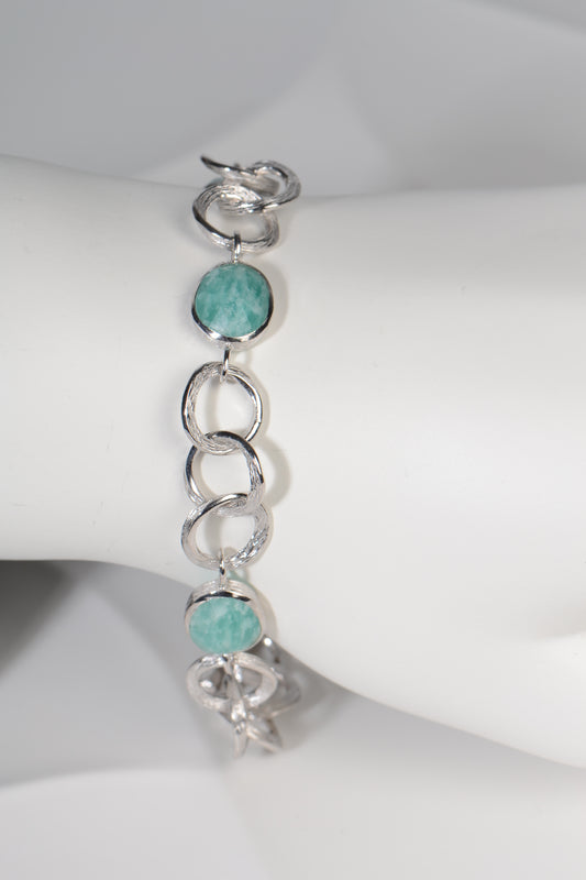Designer Silver & Amazonite Bracelet