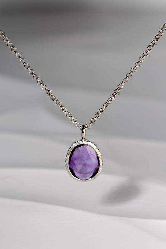 Designer Amethyst Large Silver Birthstone Necklace - Necklaces The Best Of Vicenzaoro