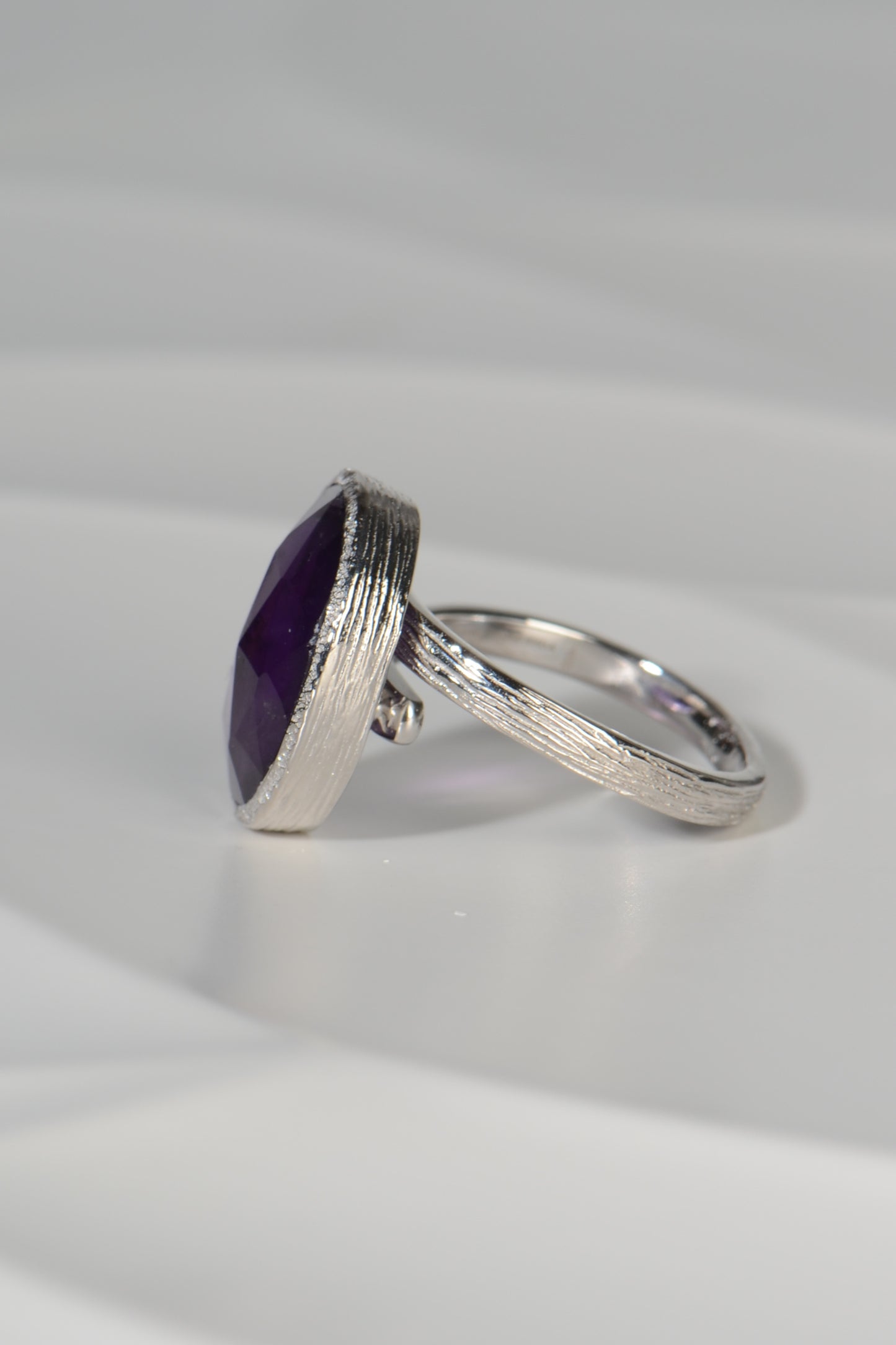 Designer Amethyst Silver Ring