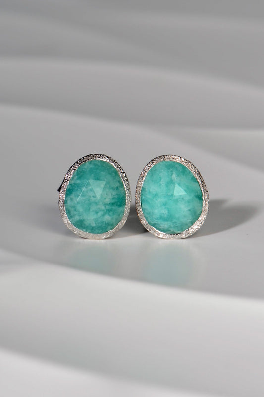 Designer Silver Amazonite Stud Earrings - Earrings The Best Of Vicenzaoro