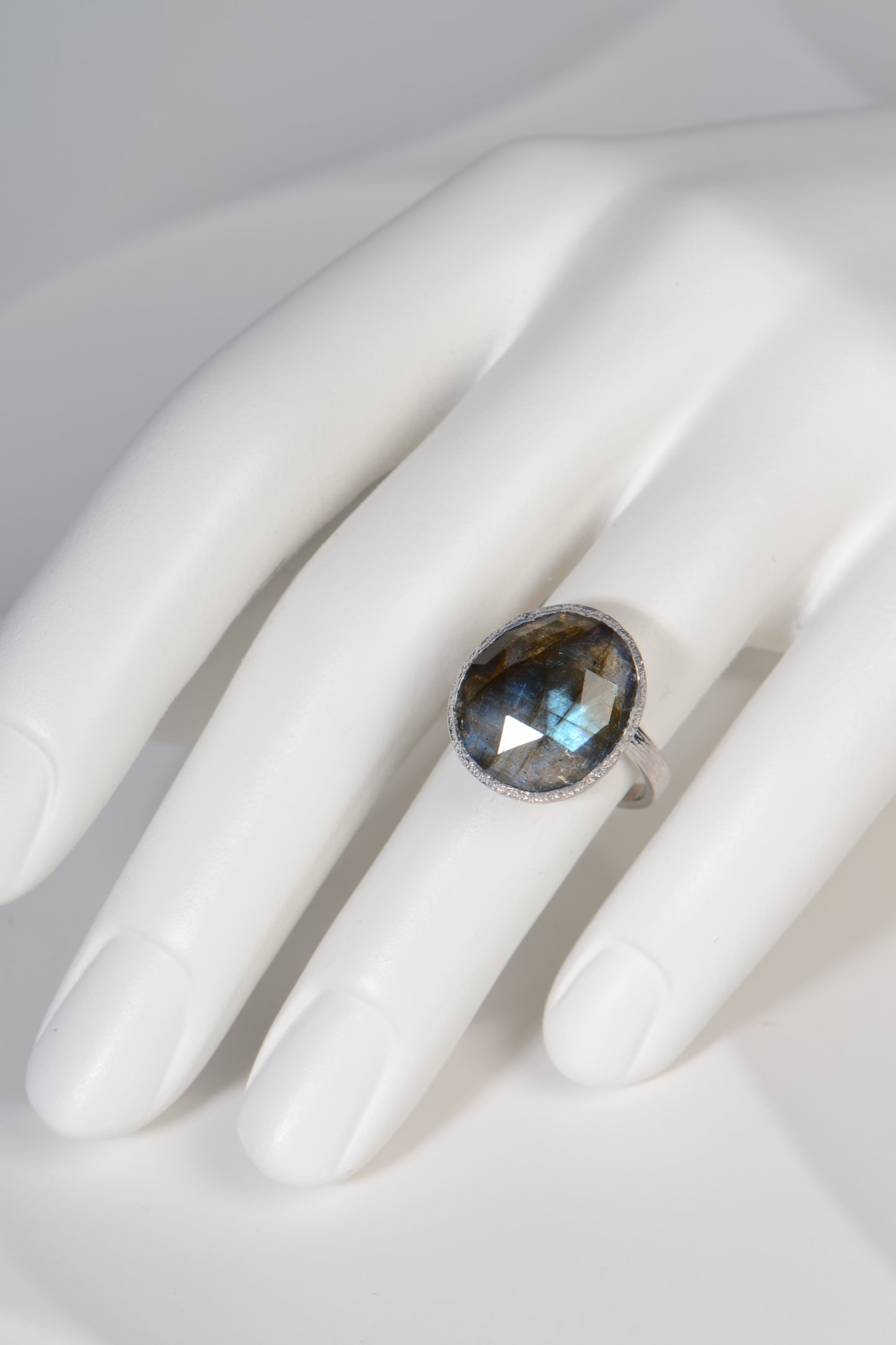 Designer Labradorite Silver Statement Ring