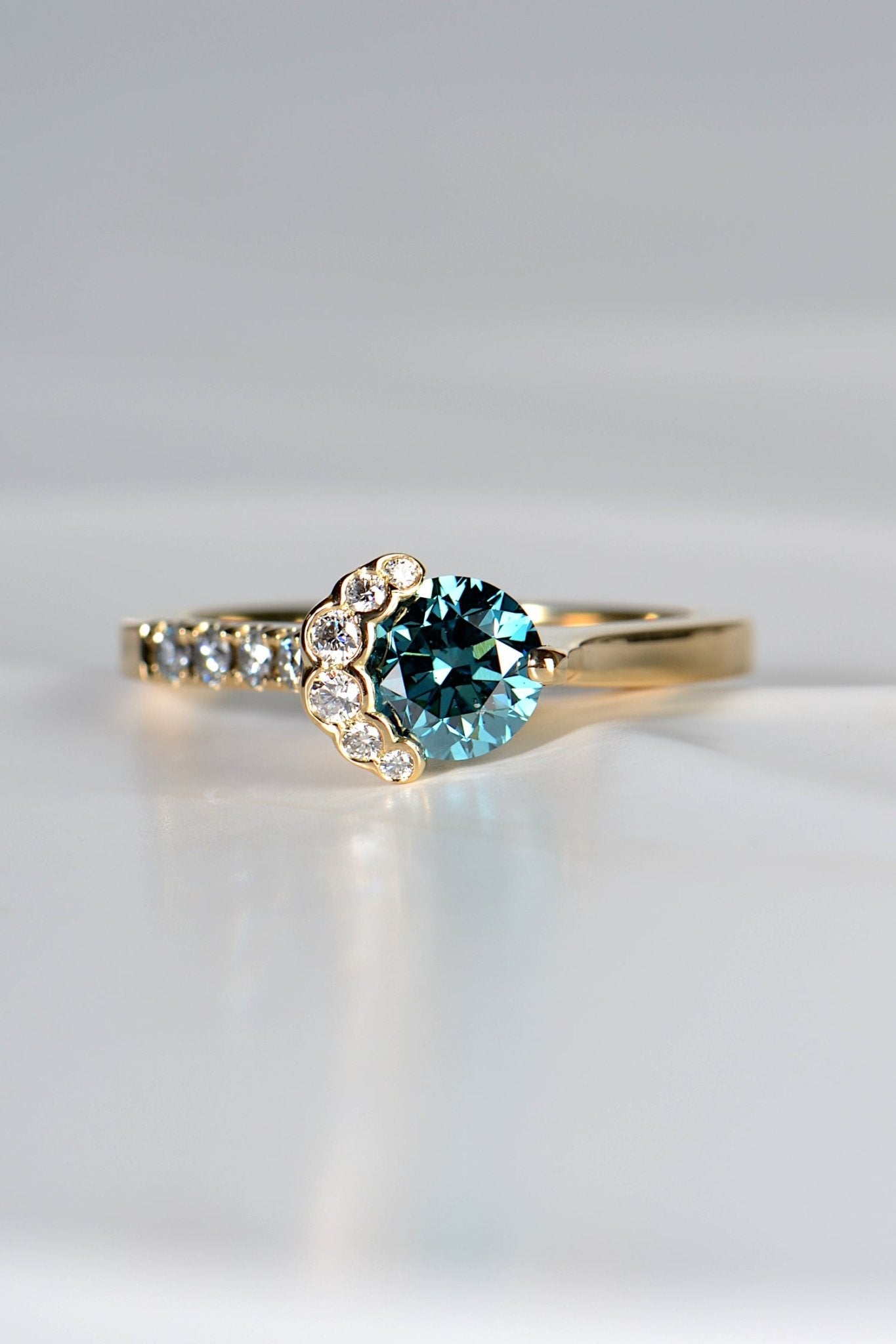 Unique Proposal Rings Uk Fairypools Blue Diamond 18ct Yellow Gold