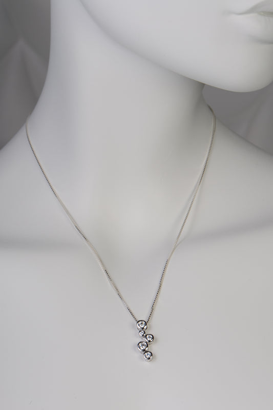 five stone bubble sterling silver necklace