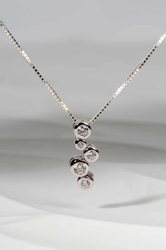 Silver Lab Grown Five Stone Bubble Necklace - Necklaces The Best Lab Grown Jewellery Designs