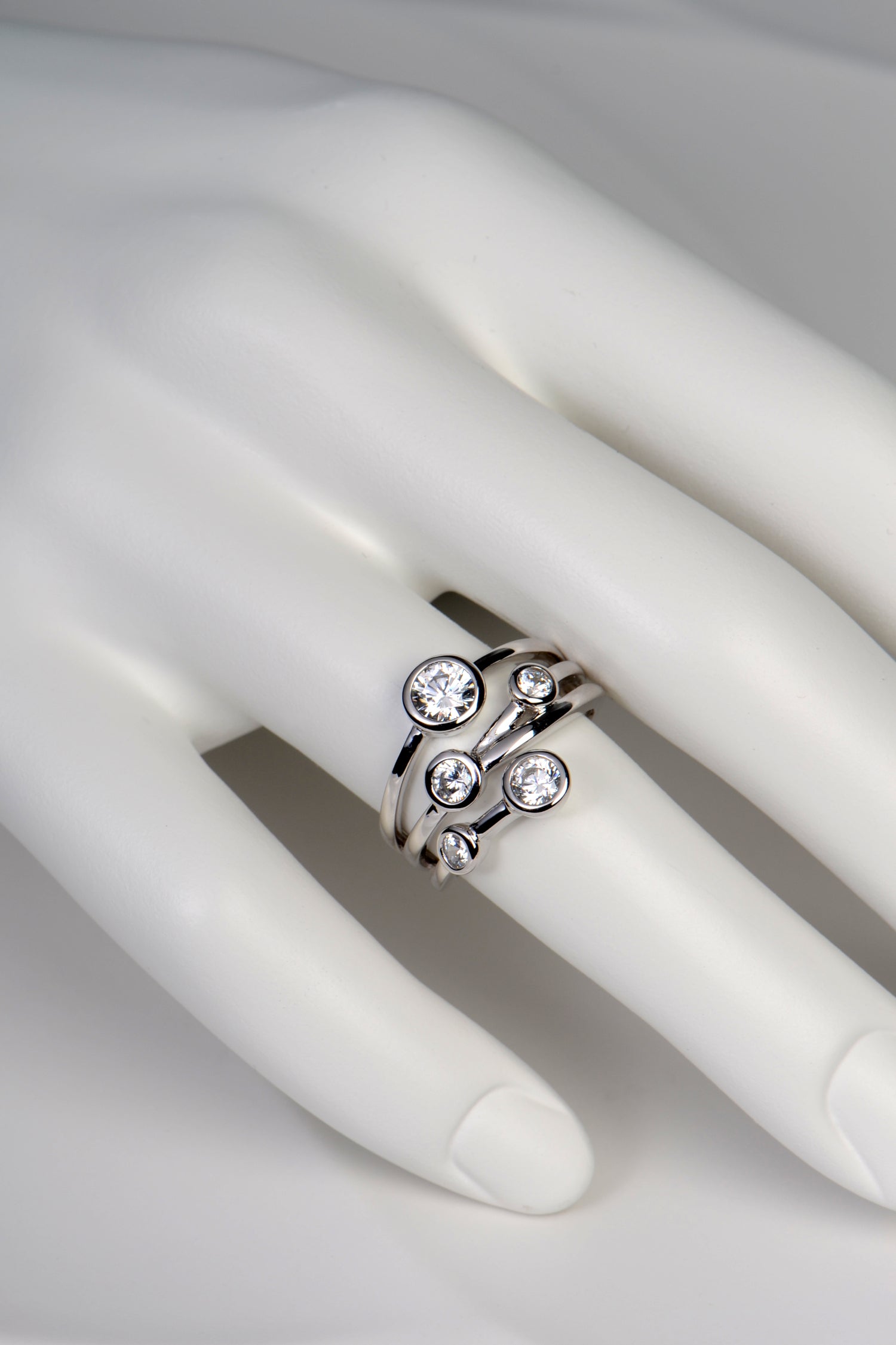 Silver Lab Grown Five Stone CZ Ring - Ring The Best Lab Grown Jewellery Designs