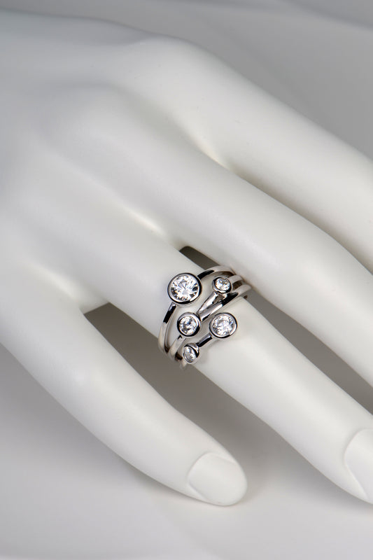 Silver Lab Grown Five Stone CZ Ring - Ring The Best Lab Grown Jewellery Designs