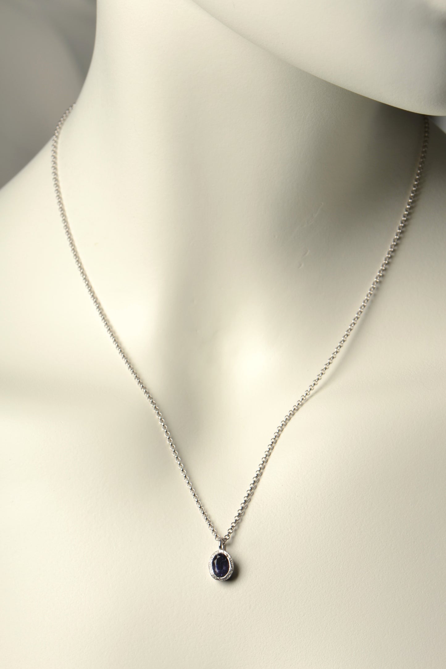 sapphire and silver gemstone necklace, the birthstone for September