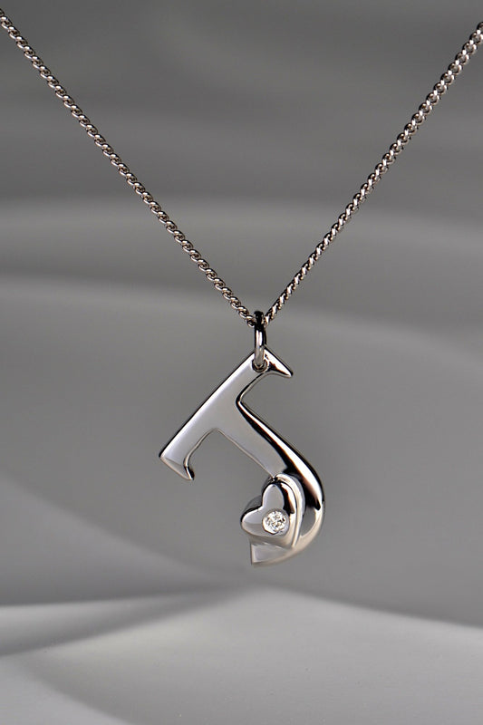 designer white gold and diamond initial necklace by Christine Sadler
