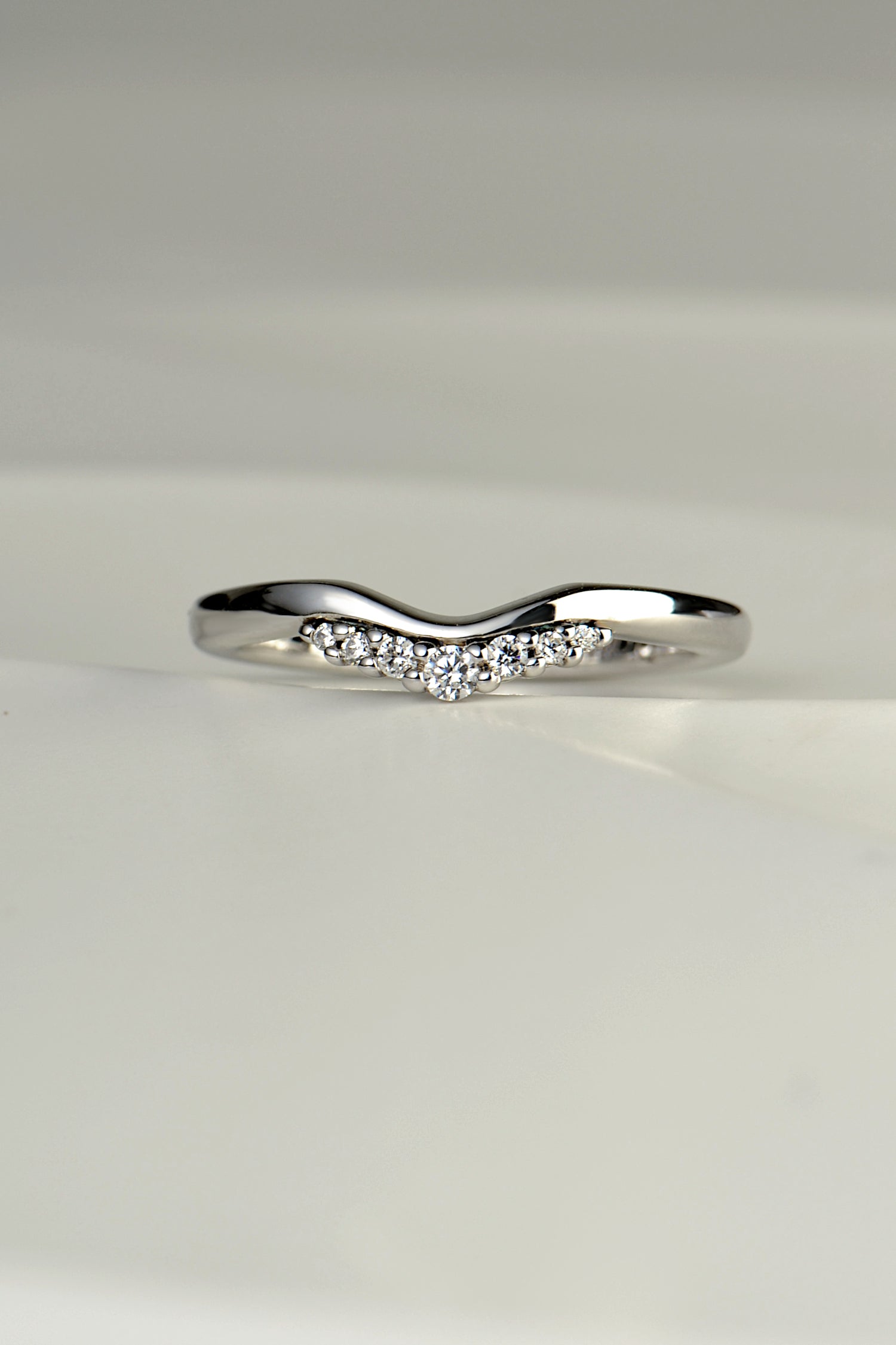 Tiara Inspired Platinum Wedding Ring With Diamonds