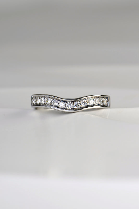 Diamond Set Shaped Wedding Ring In Platinum