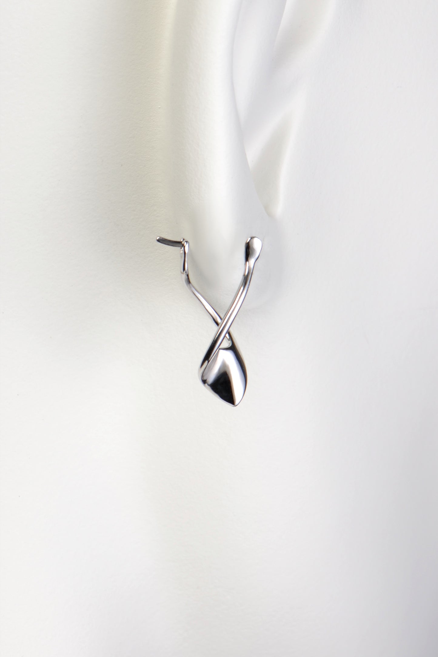 twisted silver designer drop earring for women with creole style fitting