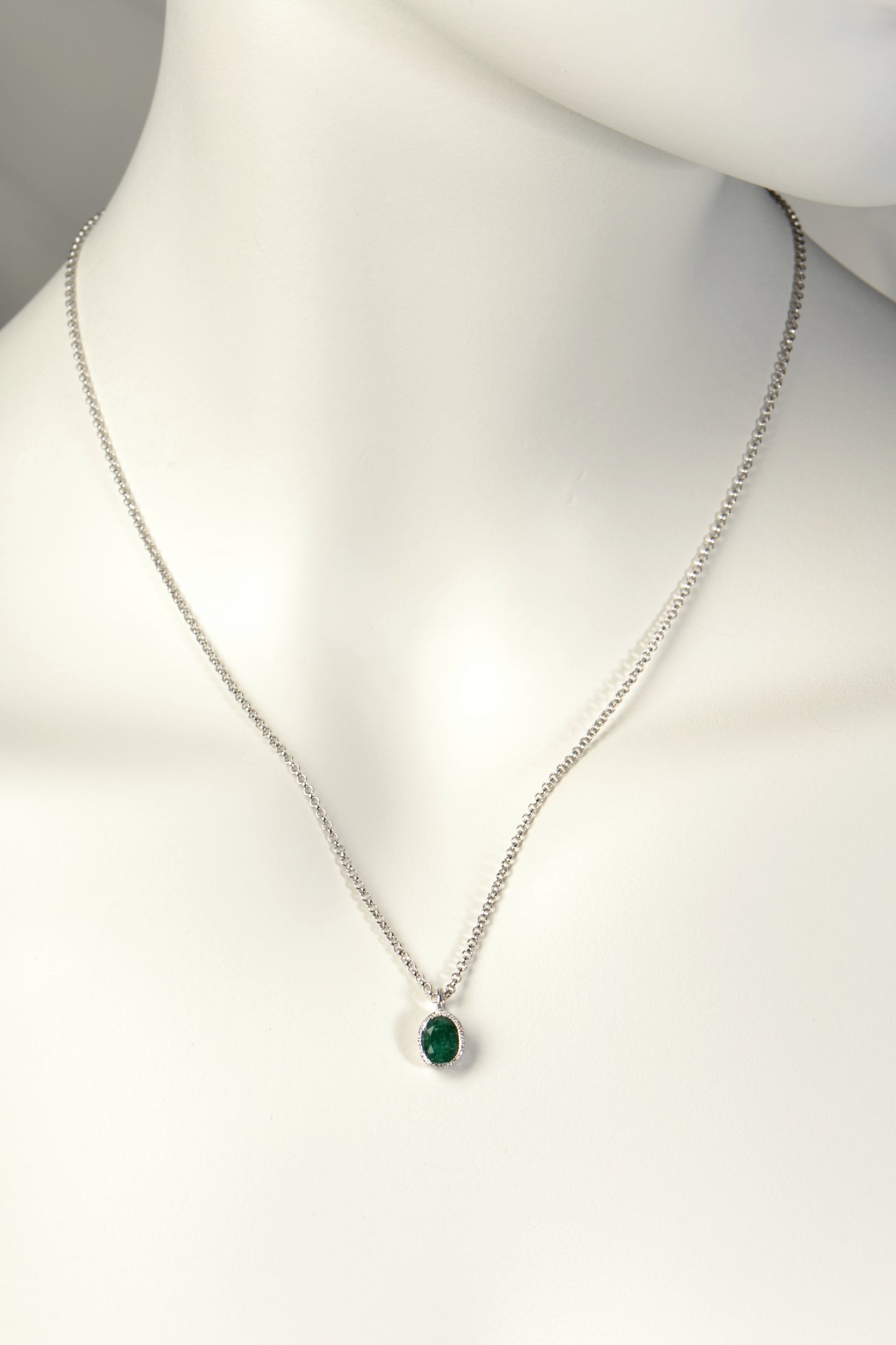 delicate silver and real emerald necklace from jewellery designer Jorge Revilla