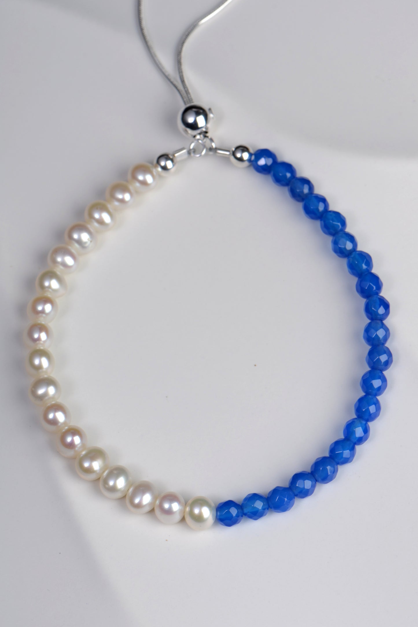 White Pearl & Blue Quartz Fusion Bracelet