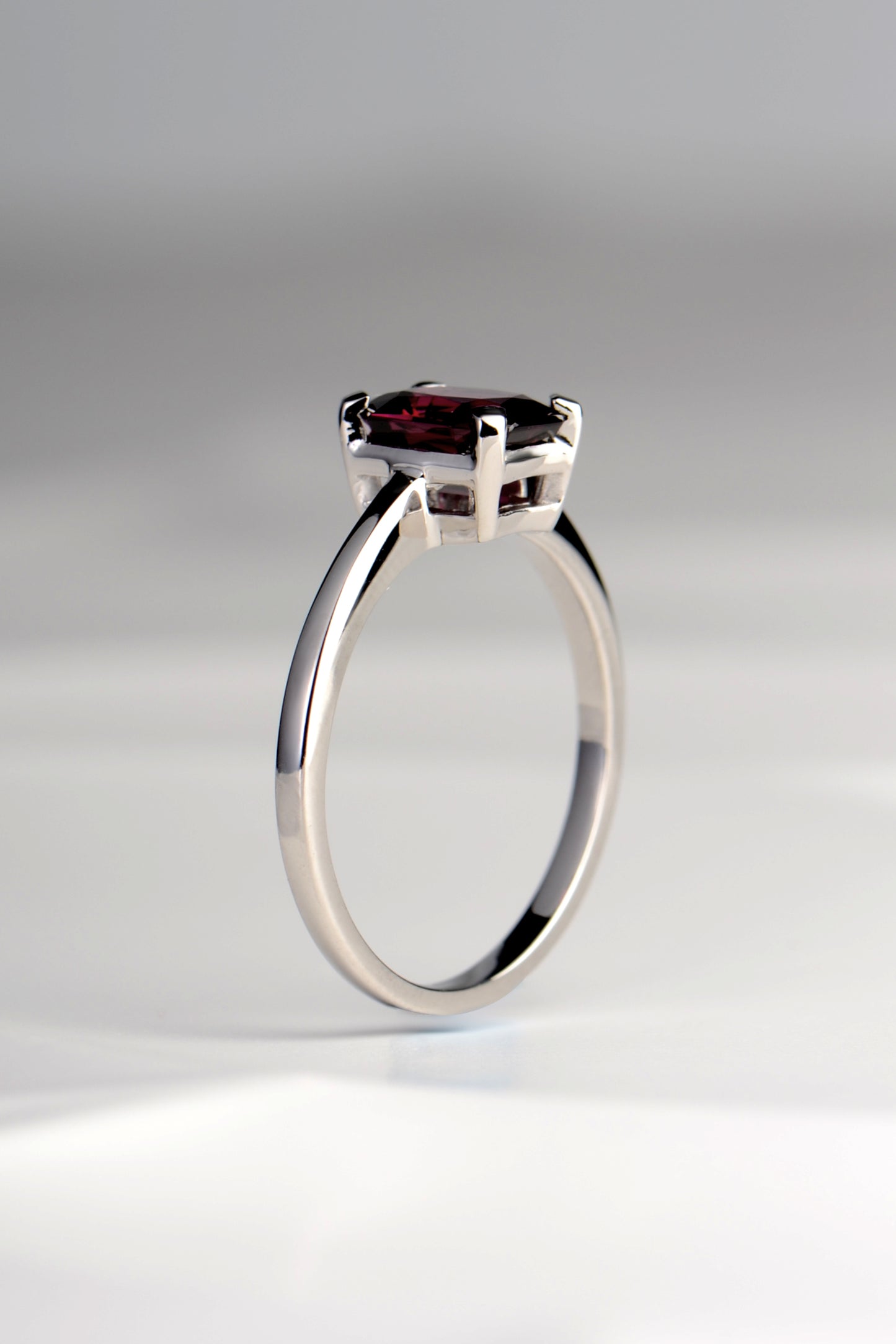 Platinum Rhodolite Garnet Ring