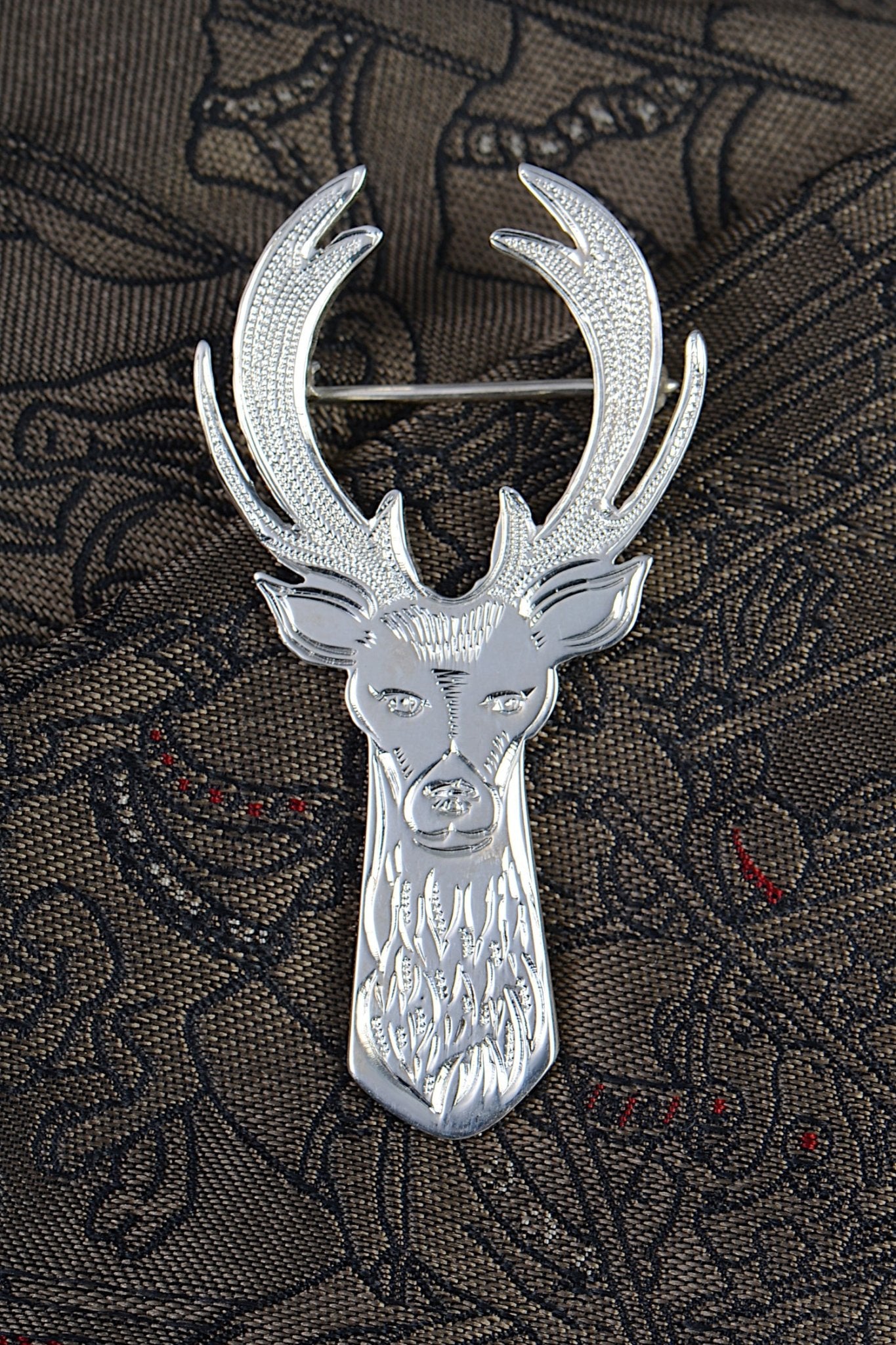 handmade silver Scottish stag pin one of a kind