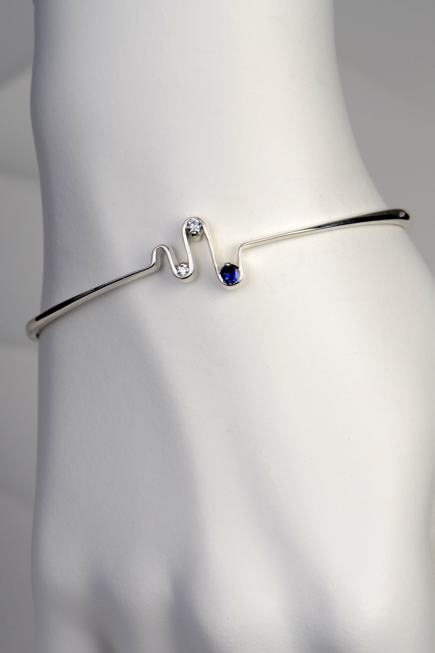 Diamond & Sapphire Heartbeat Bangle