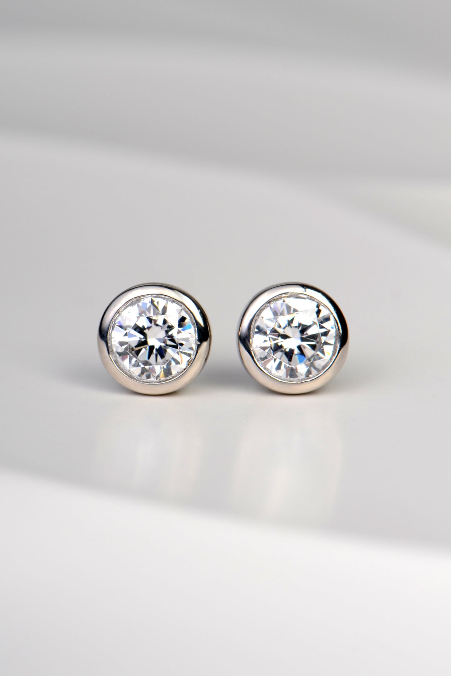 Silver Lab Grown CZ Stud Earrings 8mm