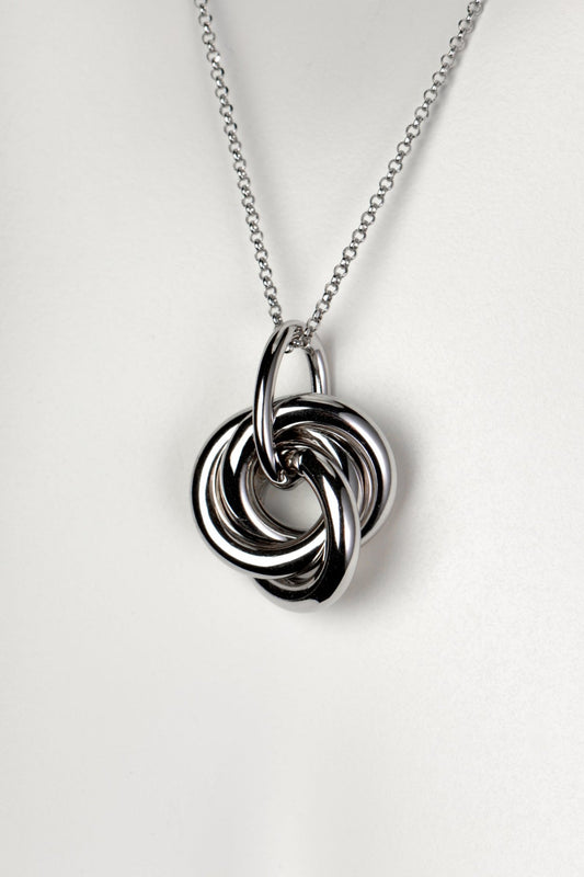 large silver knot pendant on silver chain - Christine Sadler