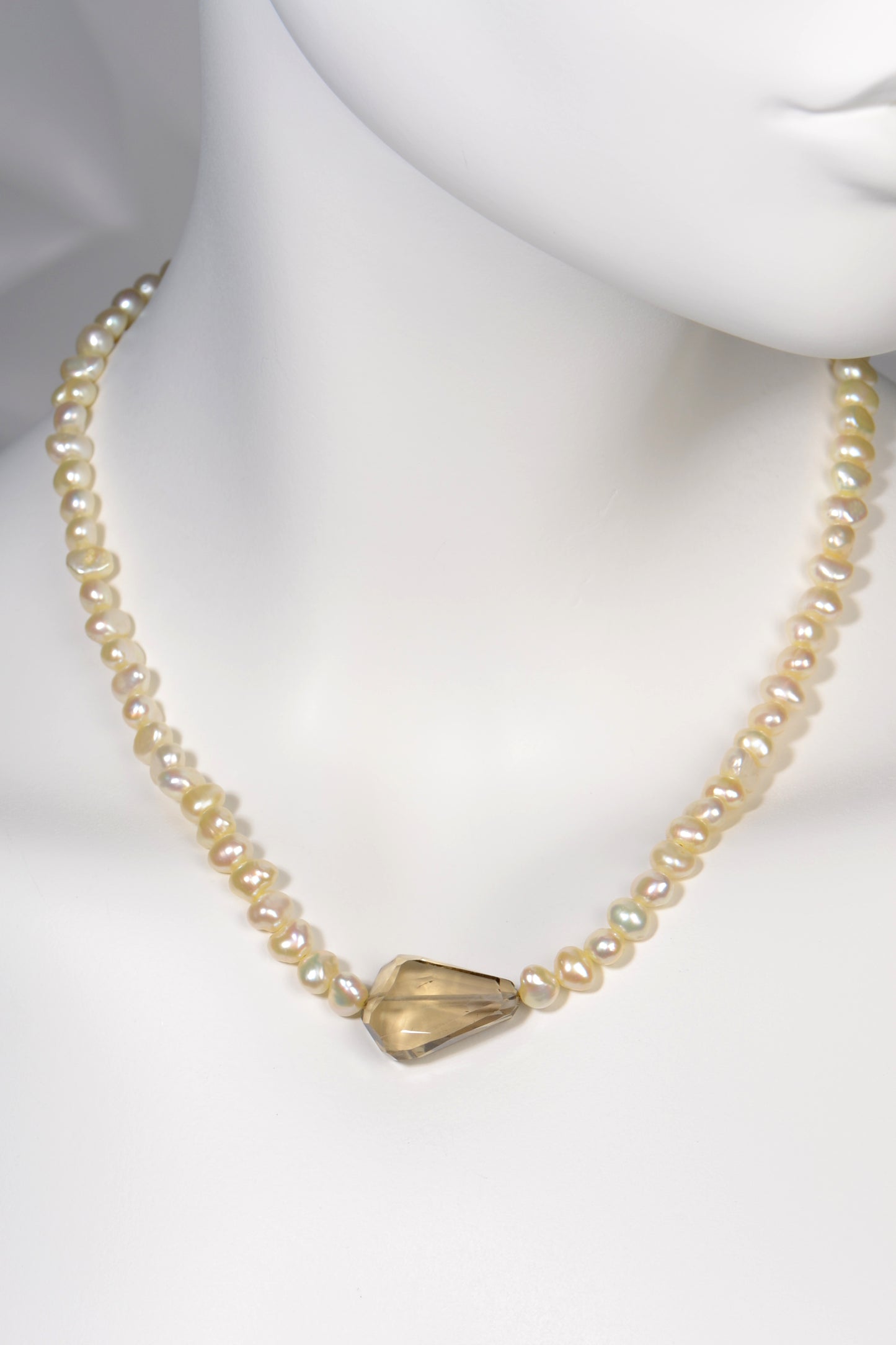 Lemon Quartz Pearl Necklace