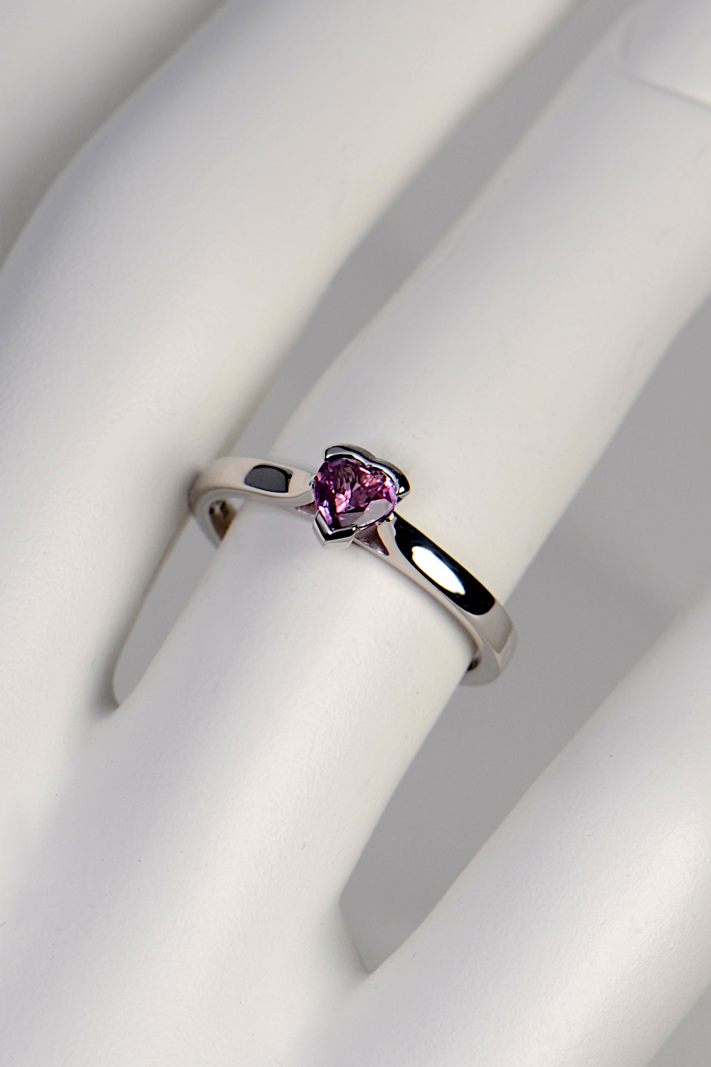 heart cut pink sapphire solitaire ring