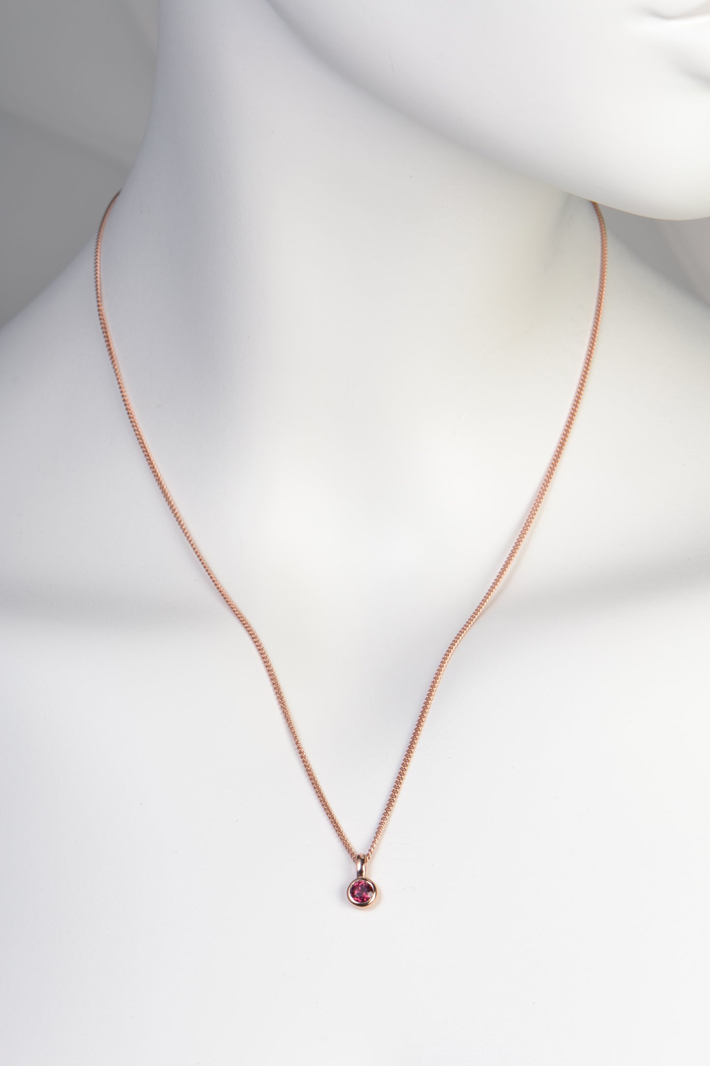 designer pink tourmaline necklace that can be worn alone or have other gemstones stacked next to it.