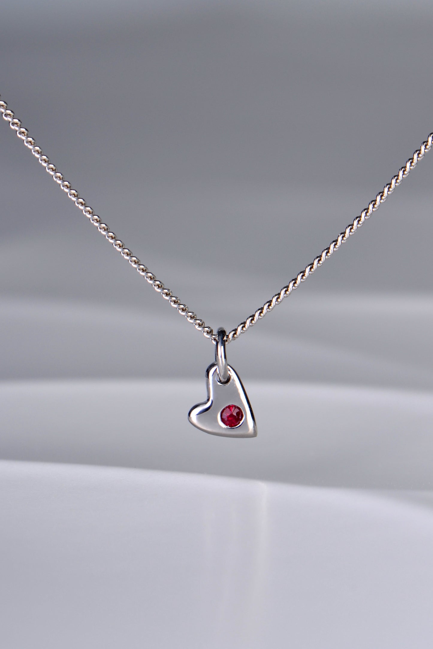 From The Heart White Gold Ruby Heart Necklace