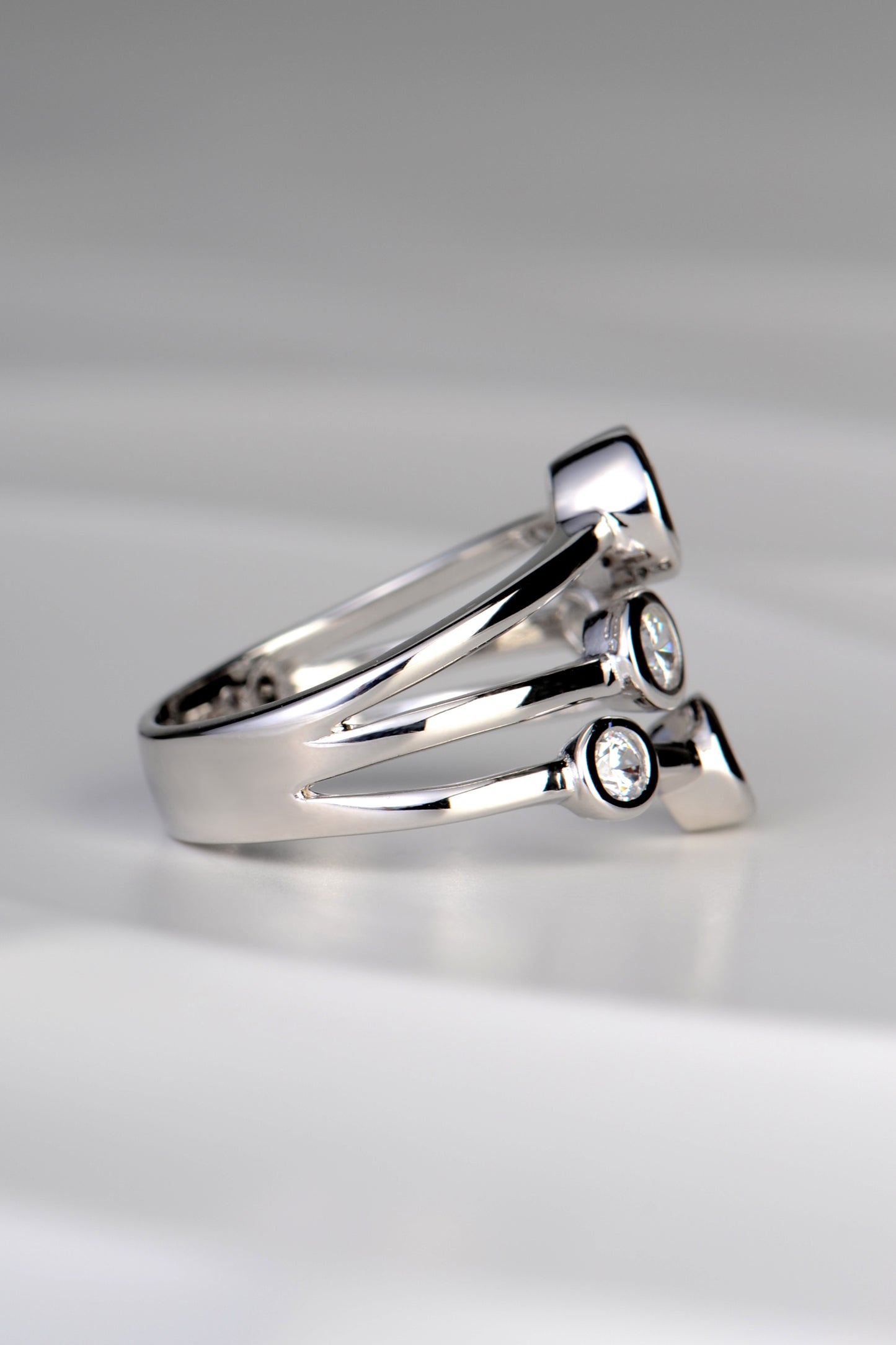 Silver Lab Grown Five Stone CZ Ring - Ring The Best Lab Grown Jewellery Designs