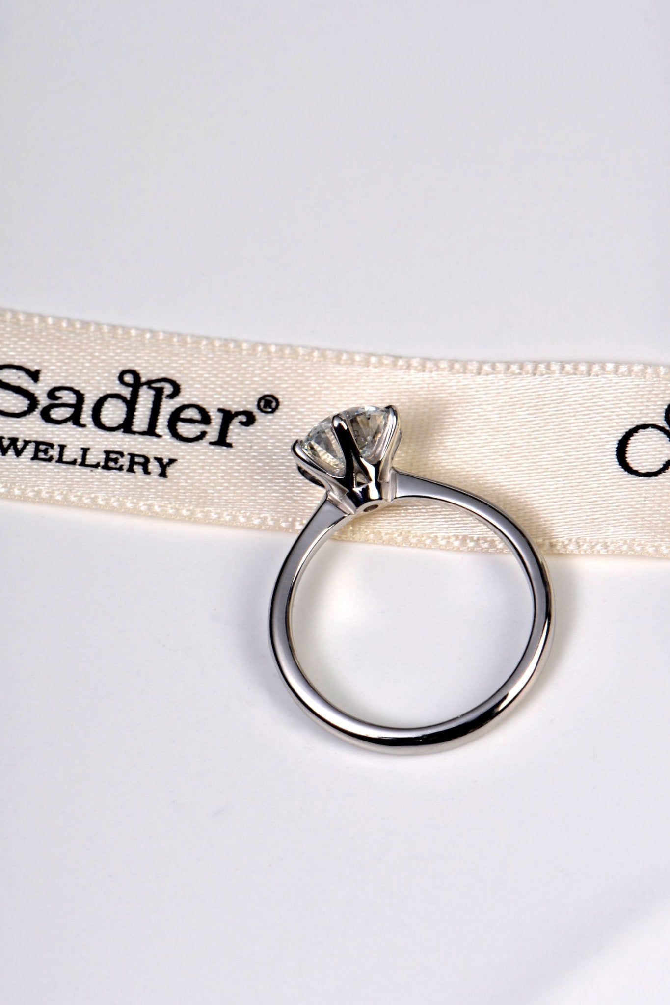 six claw platinum single stone lab grown diamond ring