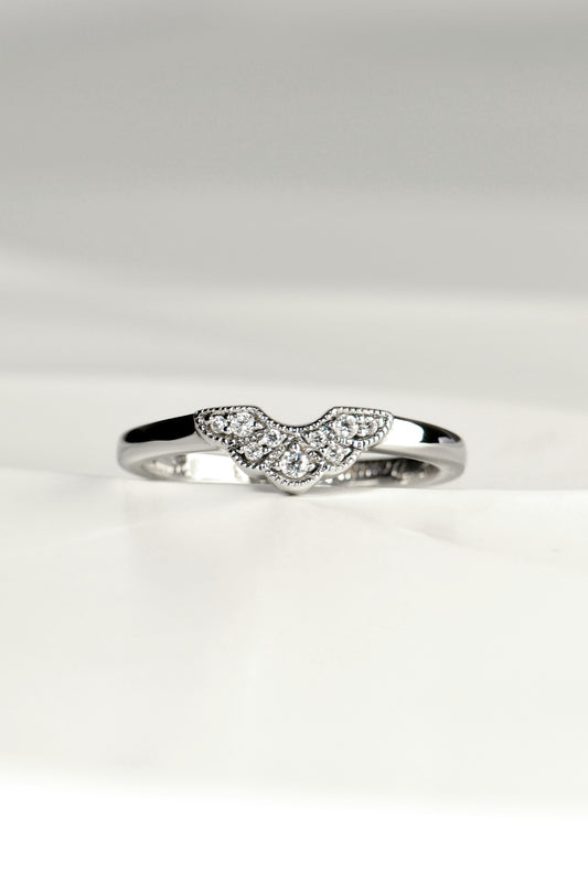vintage style designer milgrain diamond set shaped wedding ring art deco style