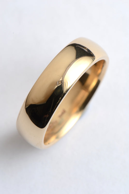 classic affordable 6mm wide yellow gold wedding ring for a man