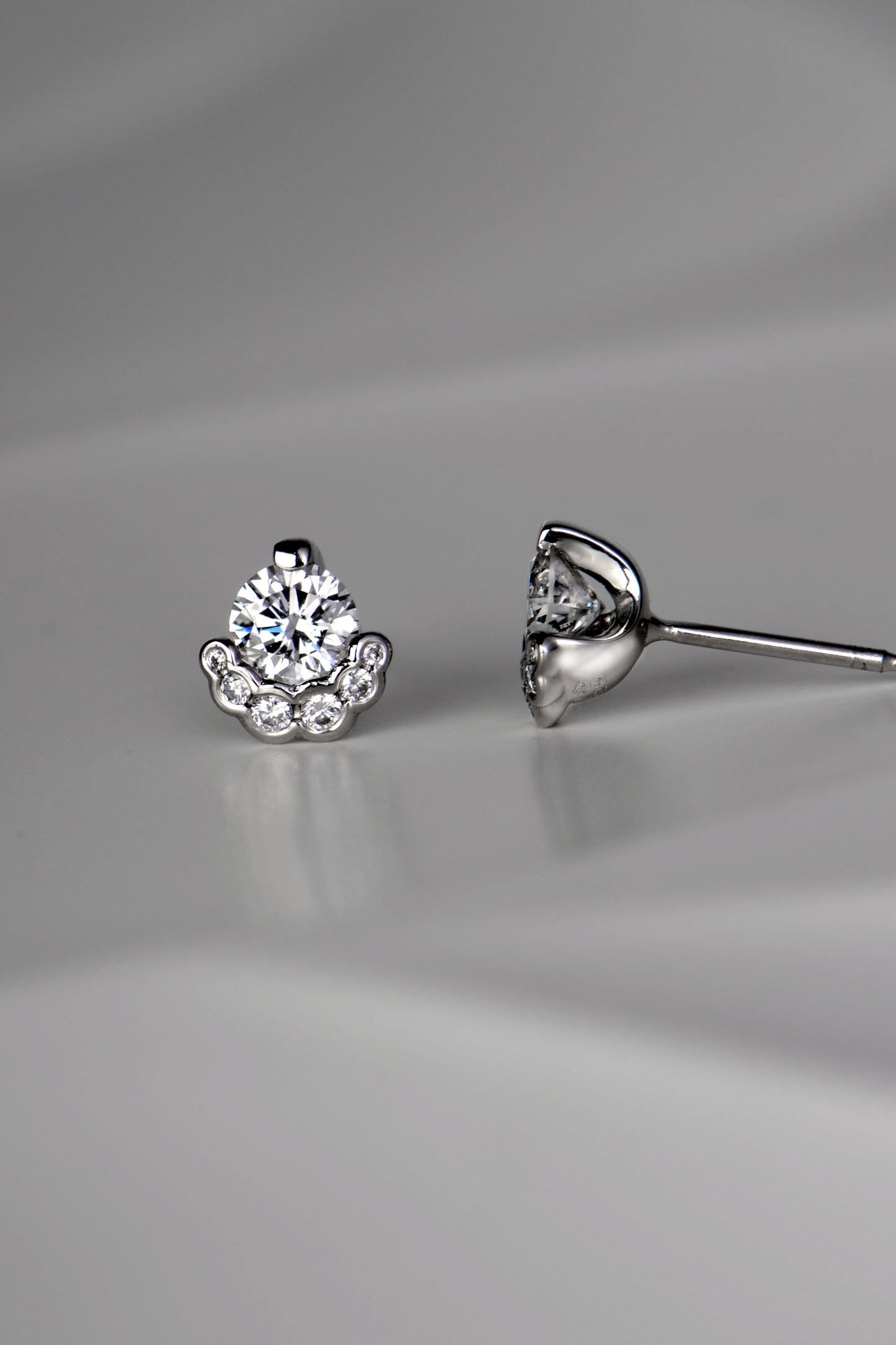Scottish designer platinum jewellery lab diamond earrings handmade in the UK