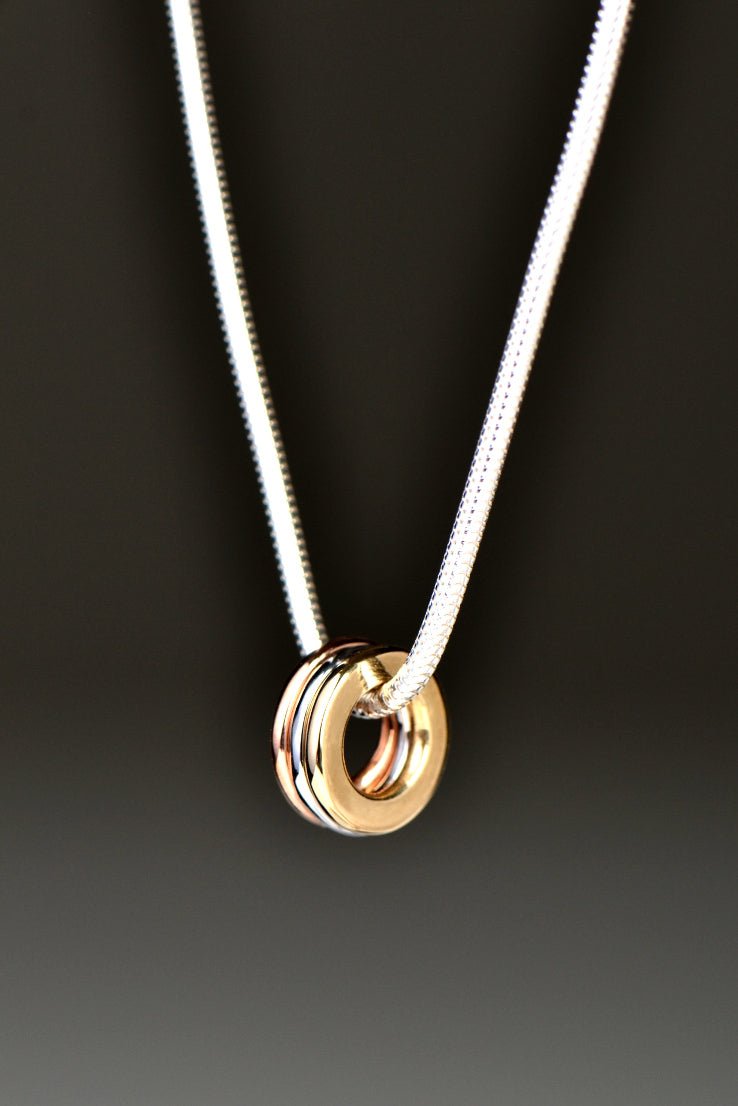 Affinity three coloured gold rings pendant - Rings Christine Sadler