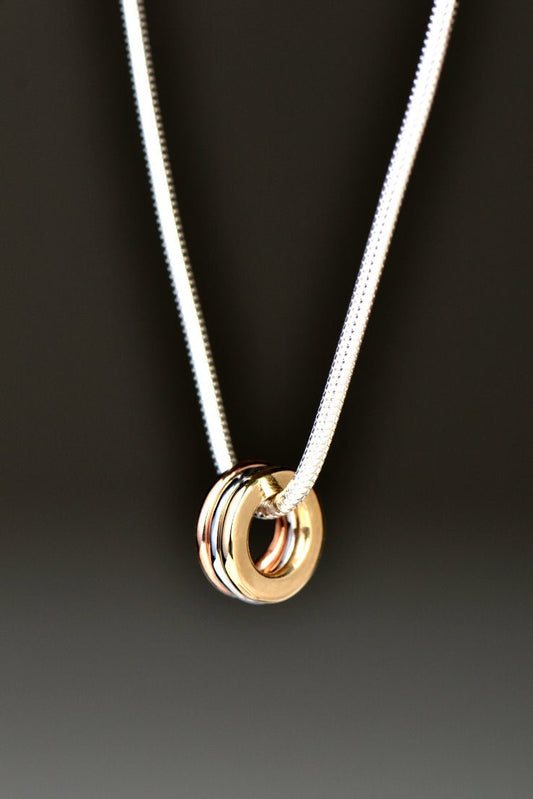 Affinity three coloured gold rings pendant - Rings Christine Sadler