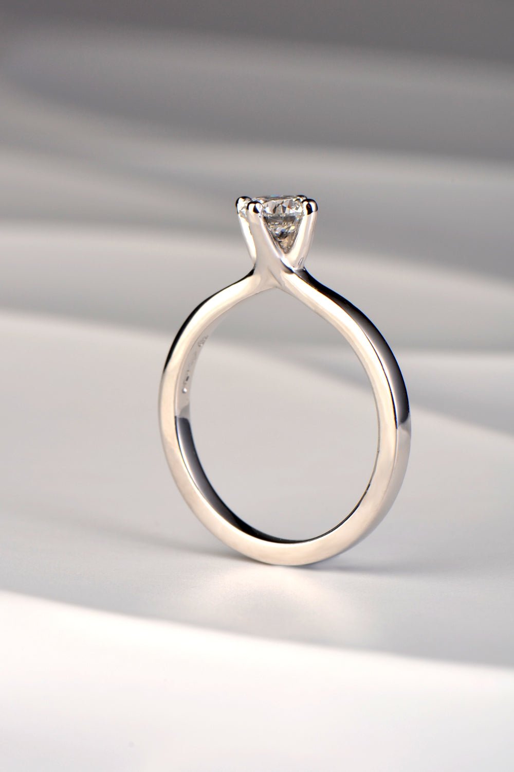 Affordable Platinum and Lab Diamond solitaire engagement ring - British jewellery designer Christine Sadler