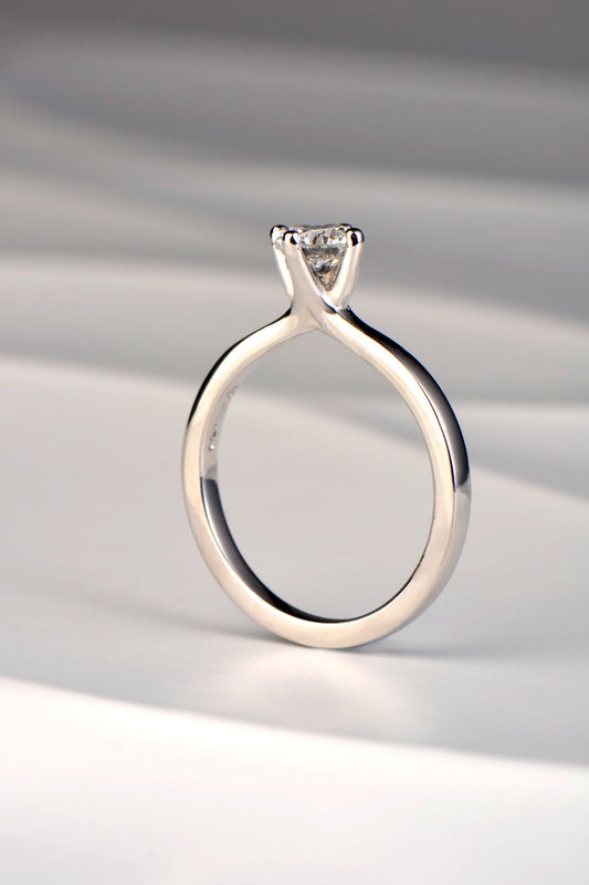 Affordable Platinum and Lab Diamond solitaire engagement ring - British jewellery designer Christine Sadler