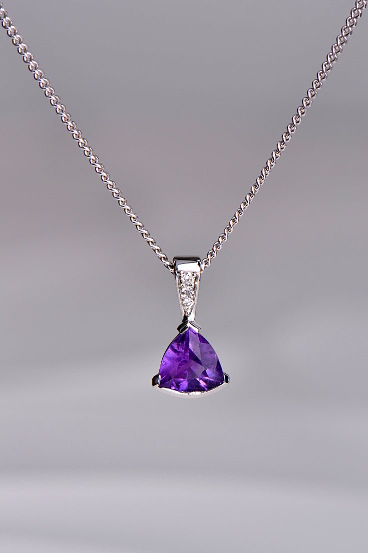 Sailing stones amethyst necklace with diamond accents - amethyst jewellery Christine Sadler