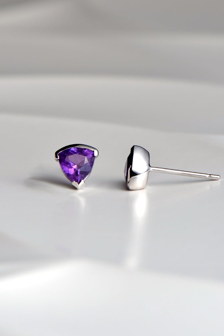 Sailing Stones amethyst earrings side on detail - amethyst jewellery Christine Sadler