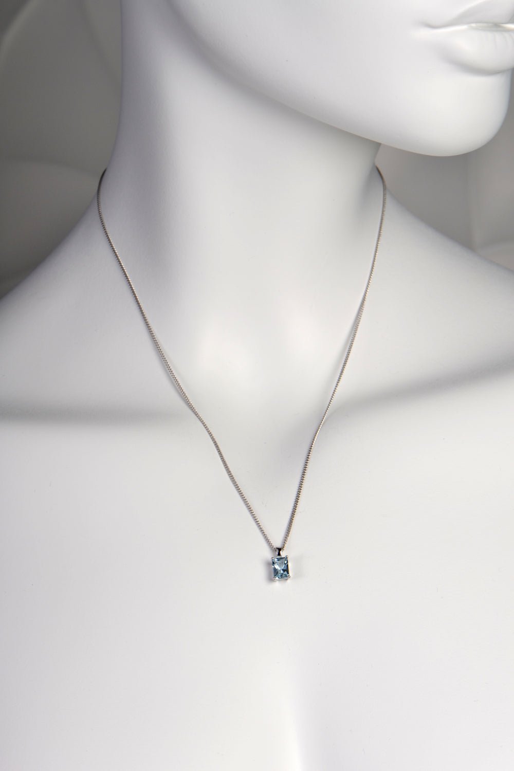 Radiant cut aquamarine white gold pendant - Necklaces Christine Sadler