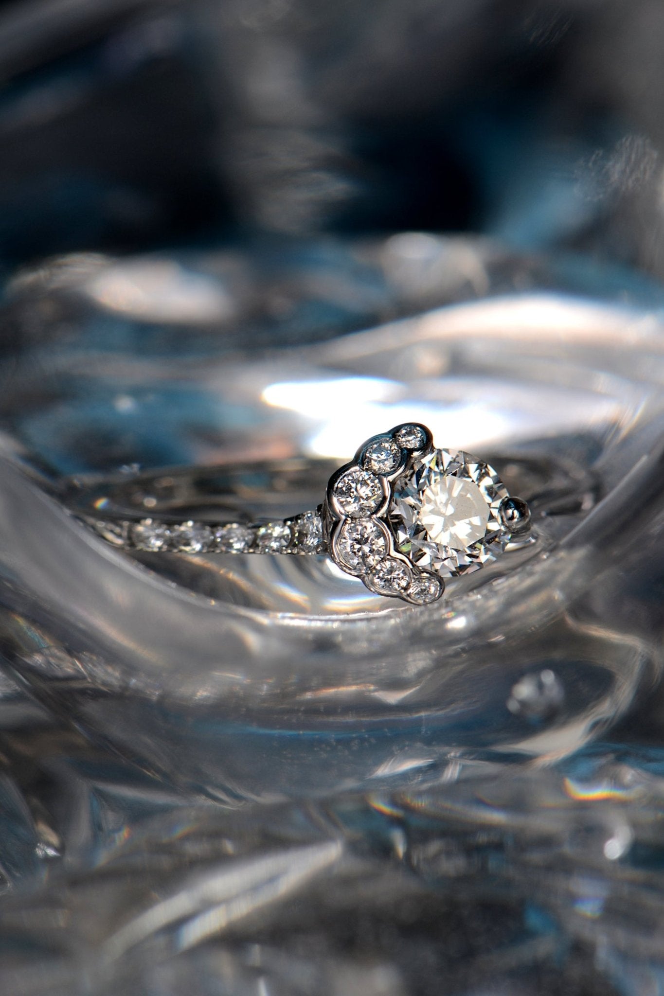 Scottish diamond ring inspired by the fairy pools on the Isle of Skye by Ayrshire jewellery designer Christine Sadler