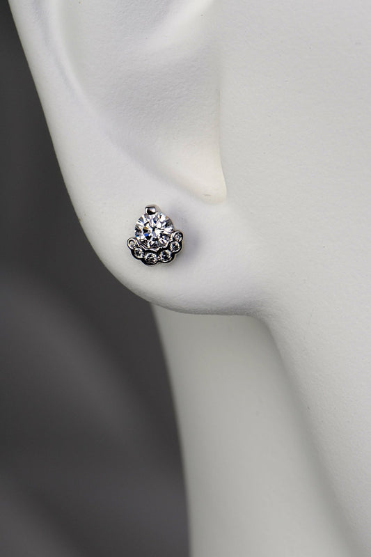 Platinum lab diamond designer stud earrings that are different and special