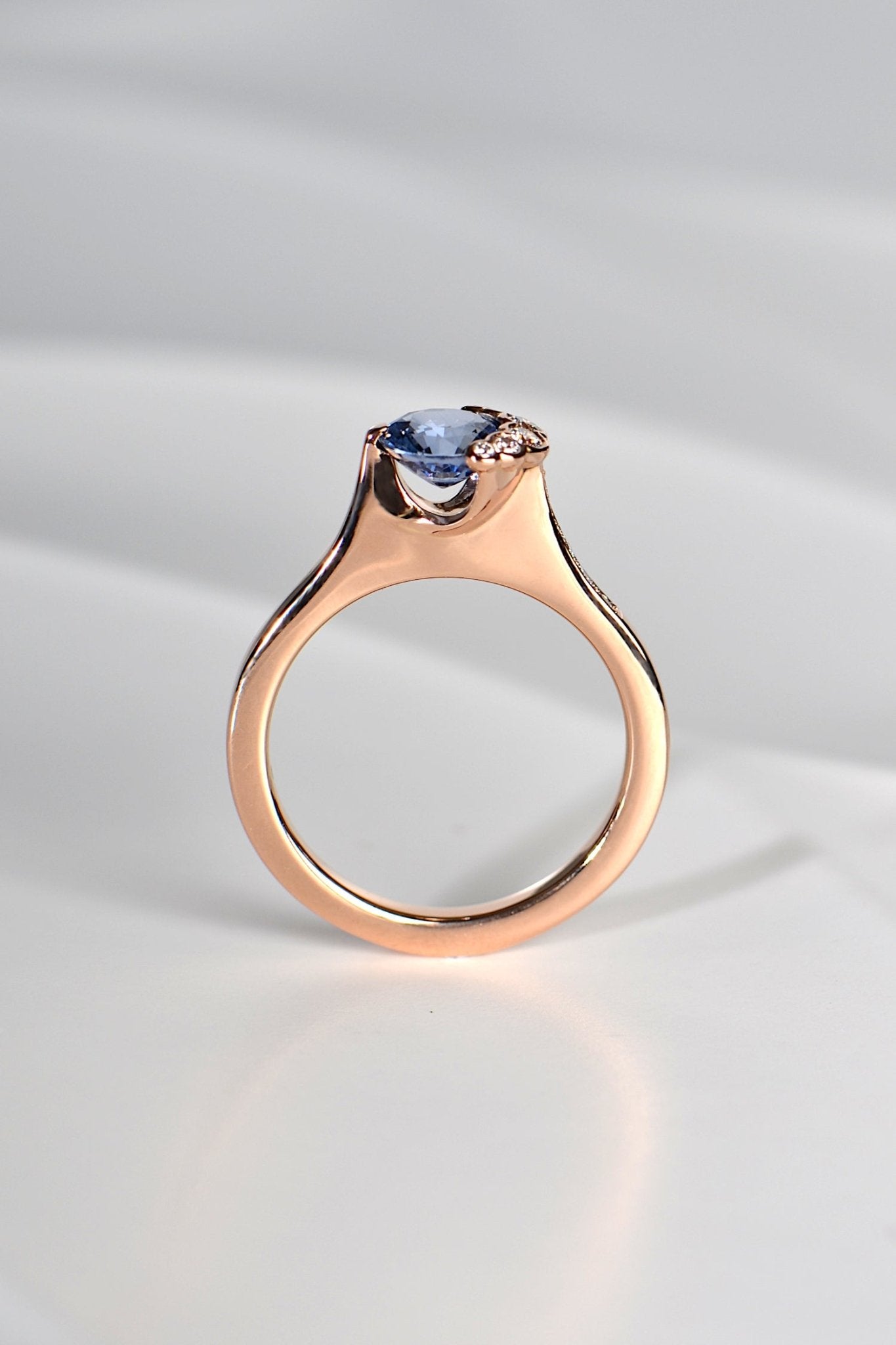 Fairypools blue sapphire 18ct rose gold ring - Rings Christine Sadler