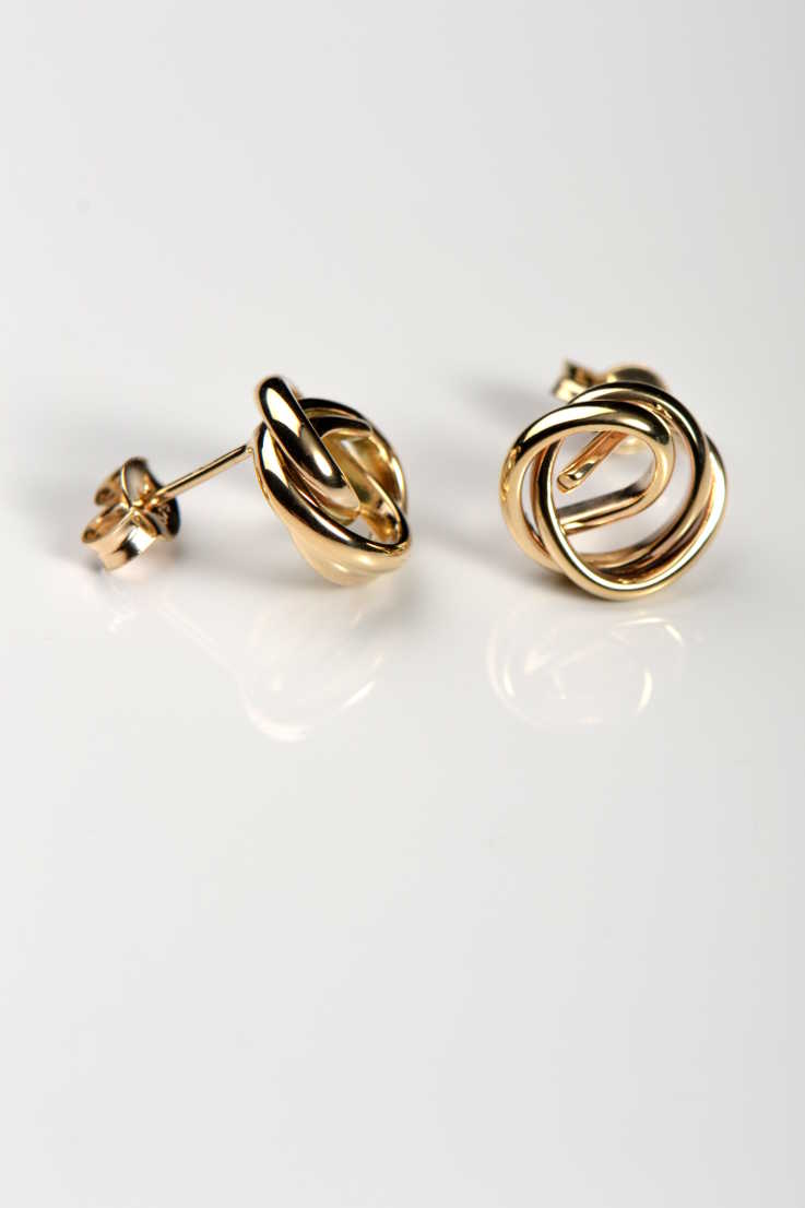 Knot the end 9ct yellow gold stud earrings - Unforgettable Jewellery