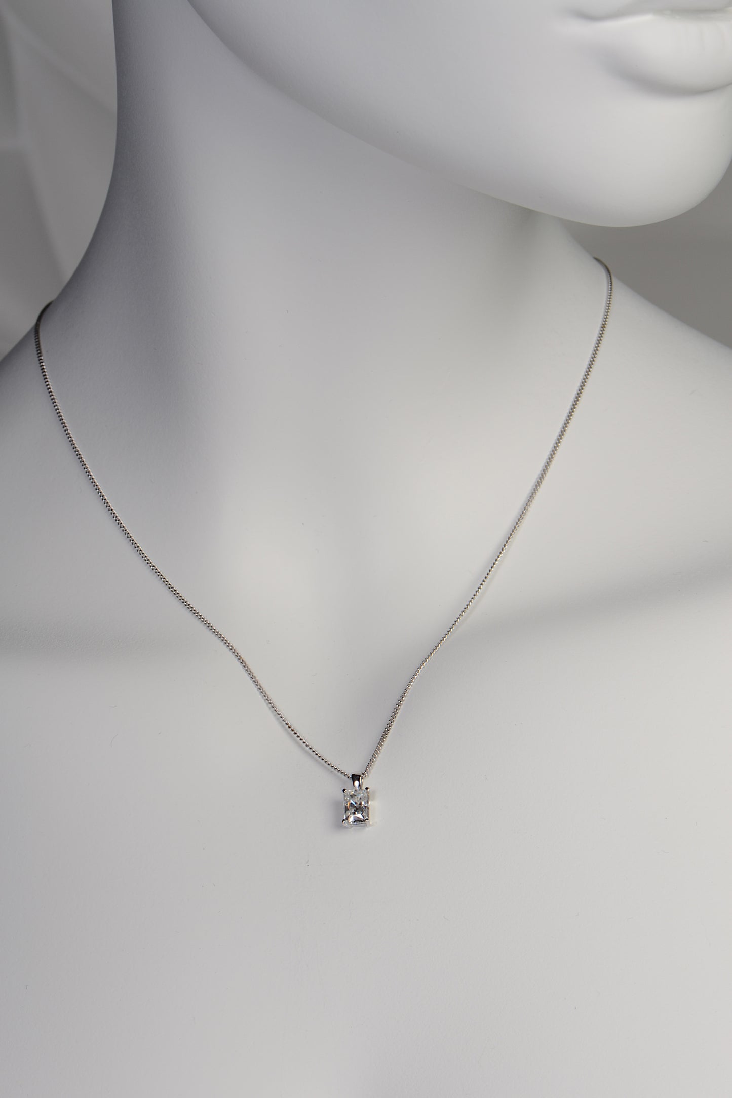 Radiant cut moissanite white gold pendant - Necklaces Christine Sadler